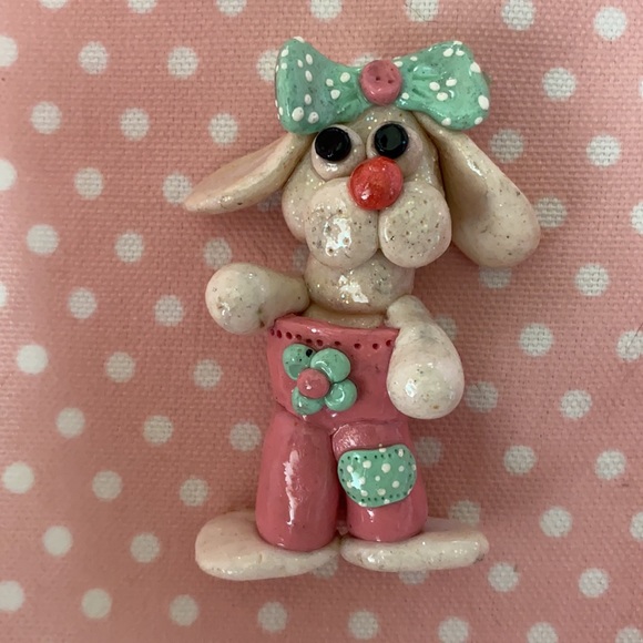 Handcrafted; Easter Bunny; Mint Green; Ooak;Magnet - Picture 2 of 9
